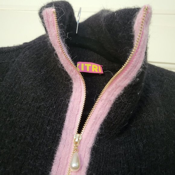 Kitri Lorna Black Alpaca Blend Zip Collar Sweater - Picture 3 of 4